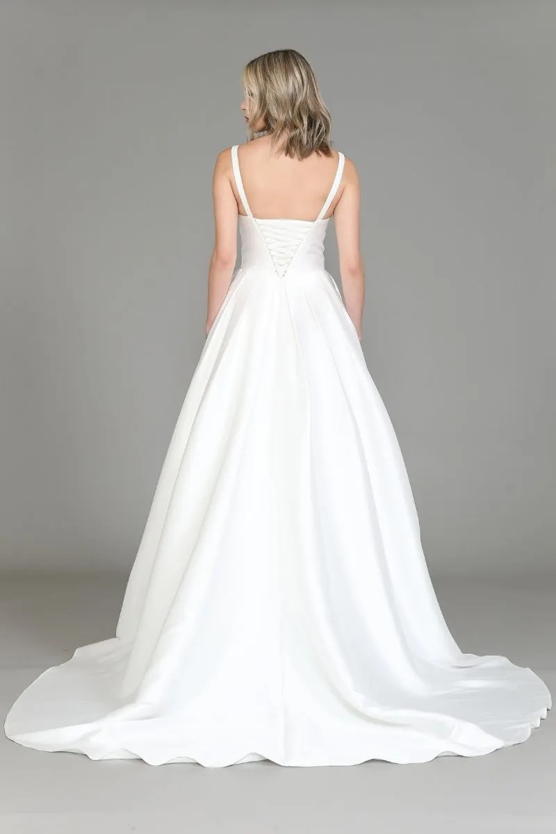 Poly USA 8528 Long Classic A-Line Gown with Pockets Corset Back