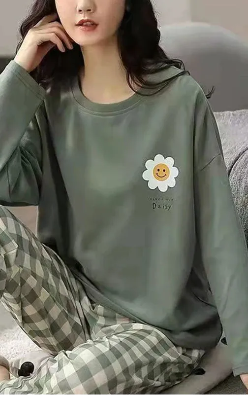 Polyester Pajama Plaid Sleepwear