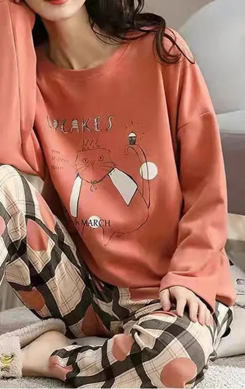 Polyester Pajama Plaid Sleepwear