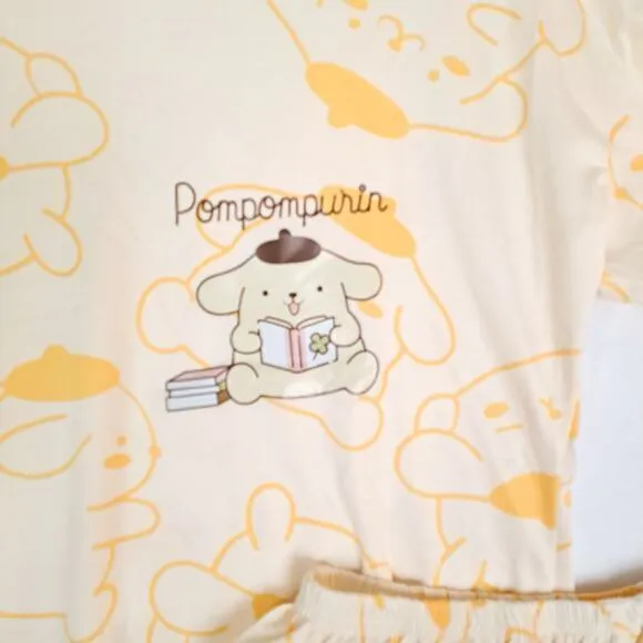 Pompompurin Pajamas Women's XL Anime Cotton Set Short Sleeve‎ Loose Sleepwear