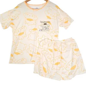 Pompompurin Pajamas Women's XL Anime Cotton Set Short Sleeve‎ Loose Sleepwear