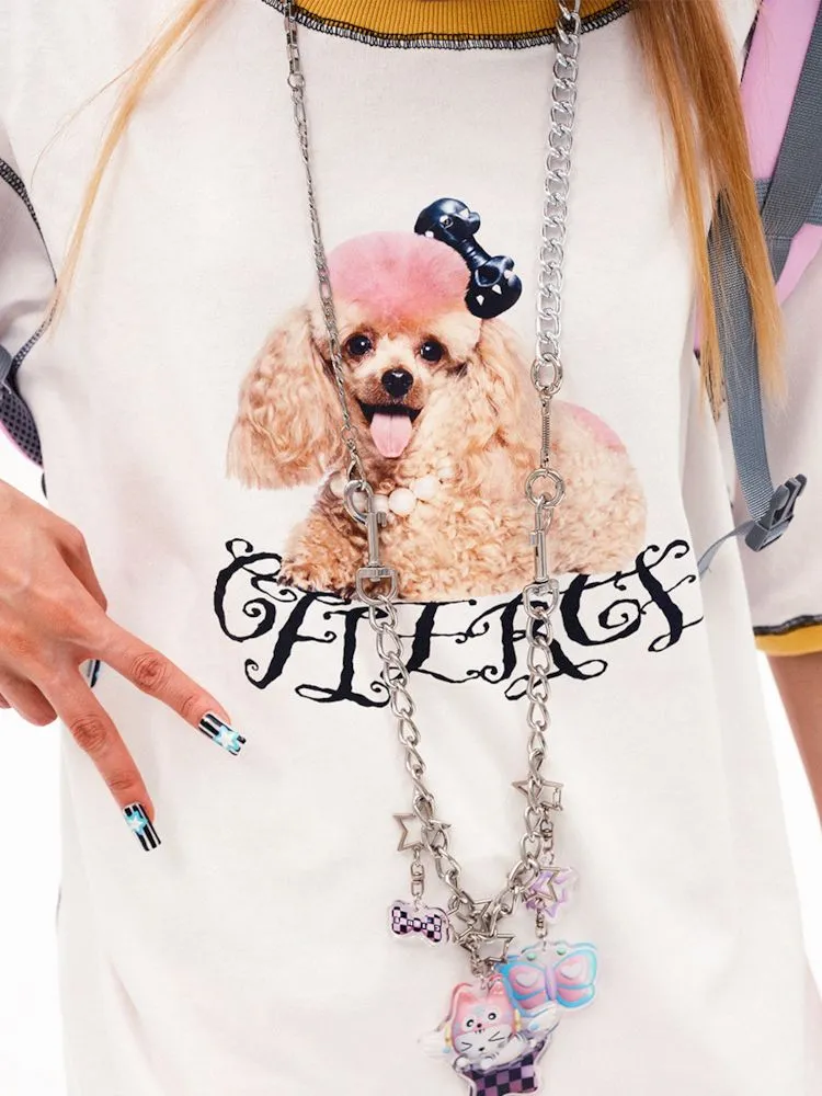 Poodle print loose fit t-shirt【s0000008222】