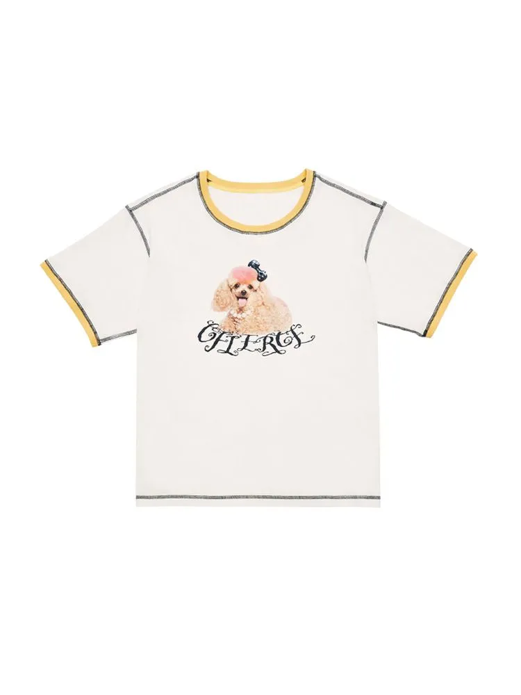 Poodle print loose fit t-shirt【s0000008222】
