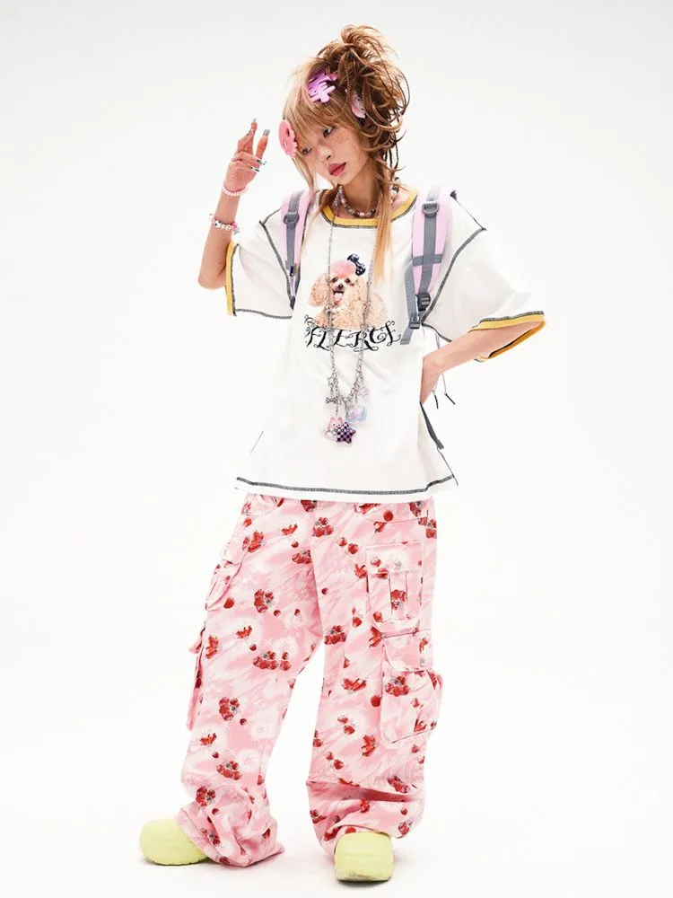Poodle print loose fit t-shirt【s0000008222】