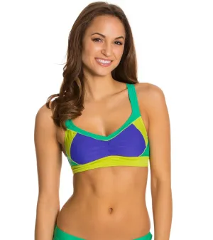 *Prana Swimwear Womens Blue Padded Criss Cross Back Kalia Bikini Top Size M