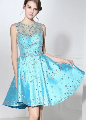 Pretty Tulle Jewel Neckline Short A-line Homecoming Dresses With Beadings