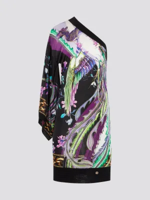 Printed Asymmetrical Mini Dress
