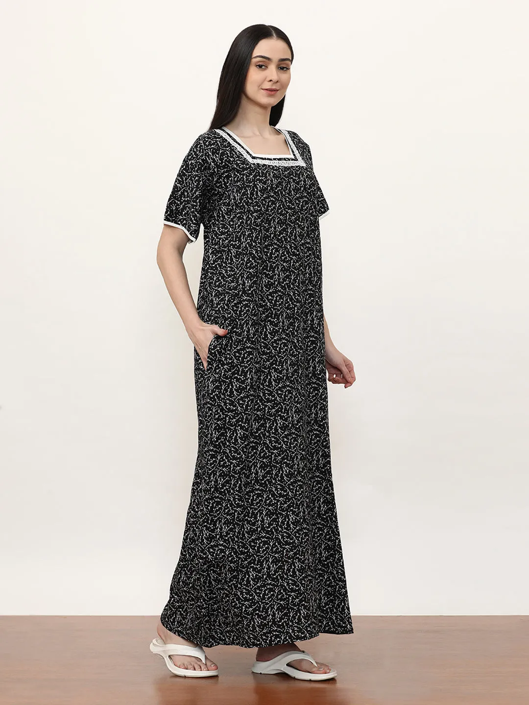Printed Pure Cotton Maxi Nightdress