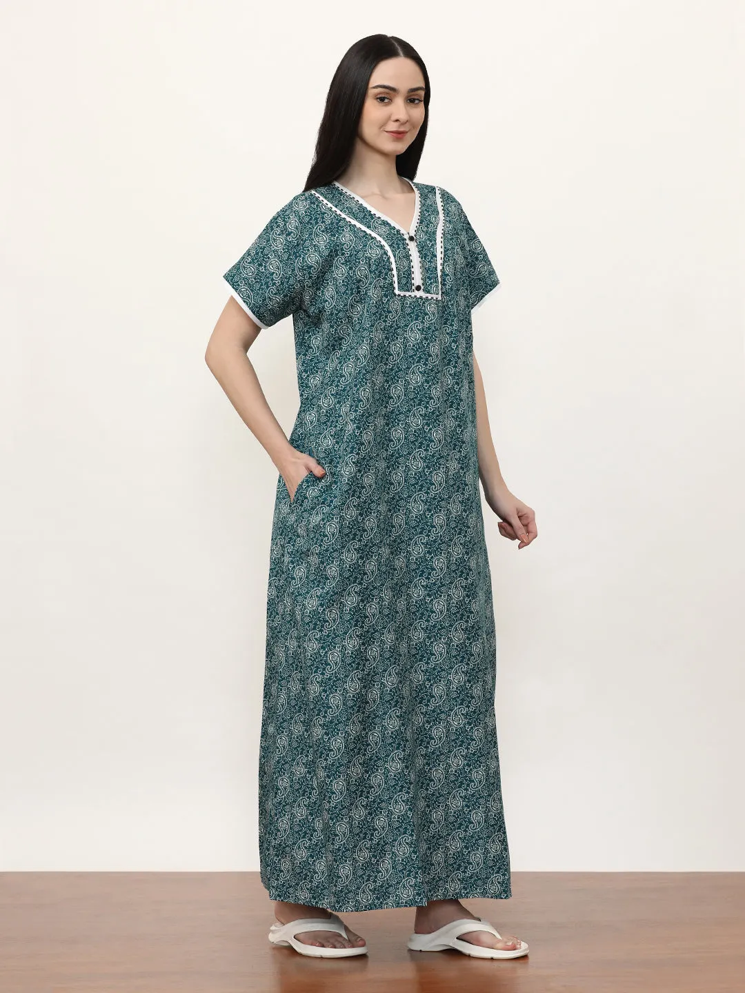 Printed Pure Cotton Maxi Nightdress