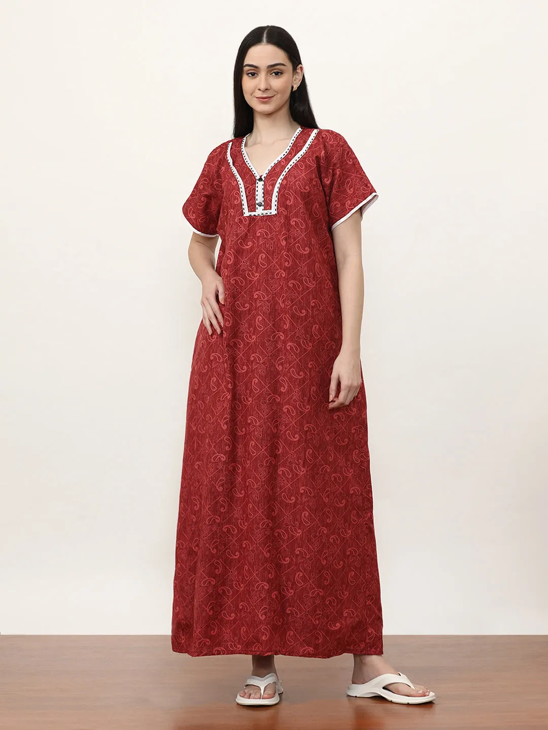 Printed Pure Cotton Maxi Nightdress