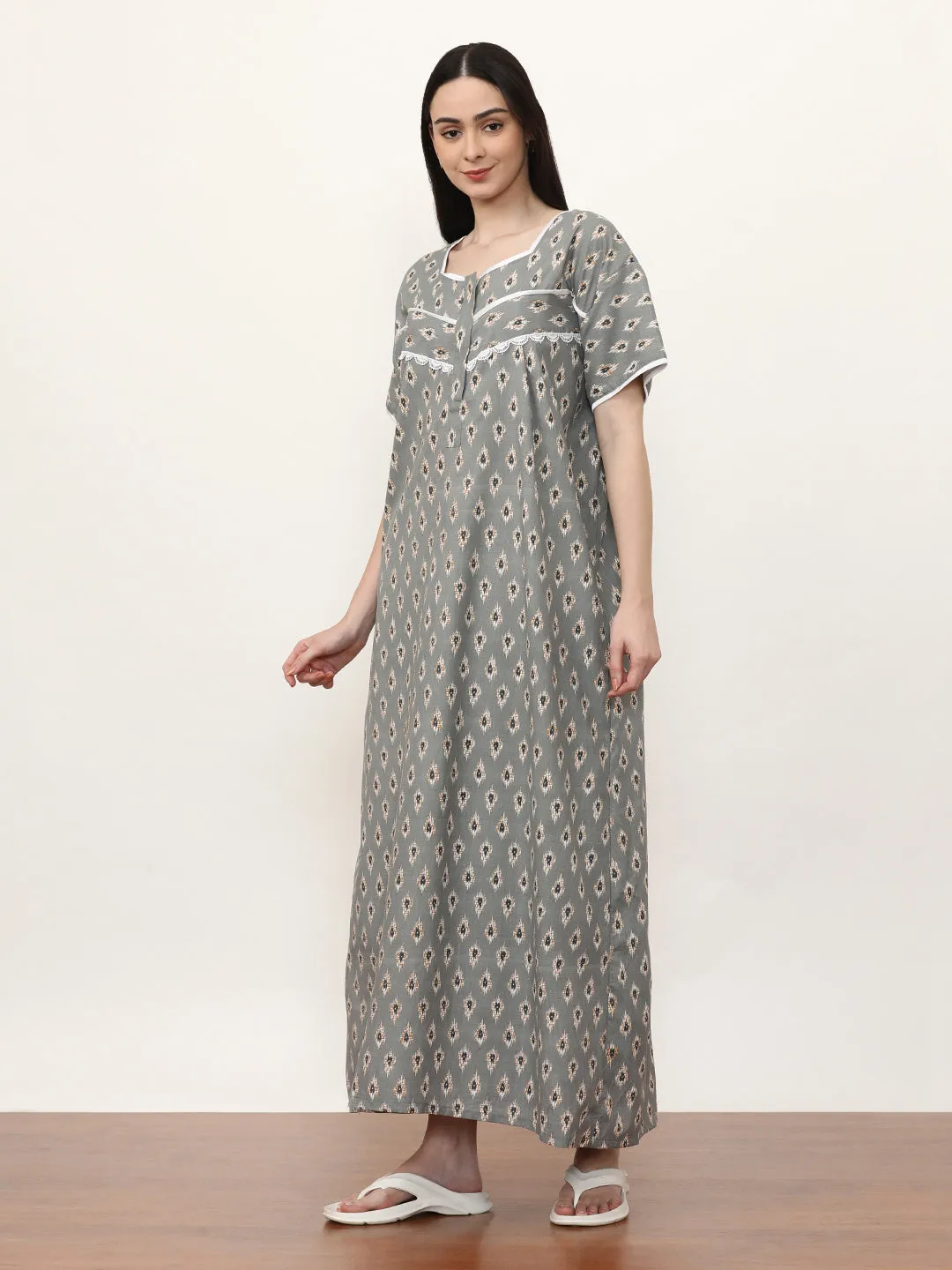 Printed Pure Cotton Maxi Nightdress