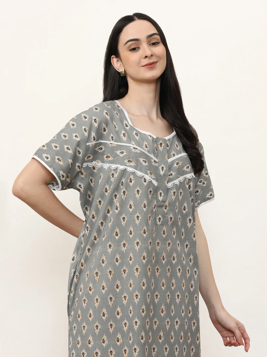 Printed Pure Cotton Maxi Nightdress