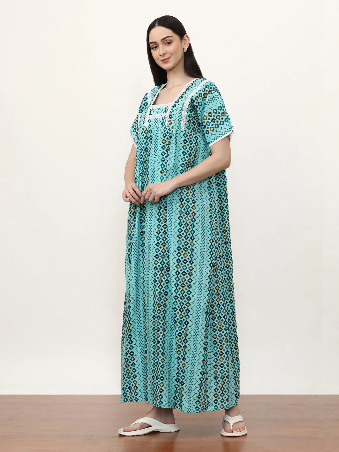 Printed Pure Cotton Maxi Nightdress