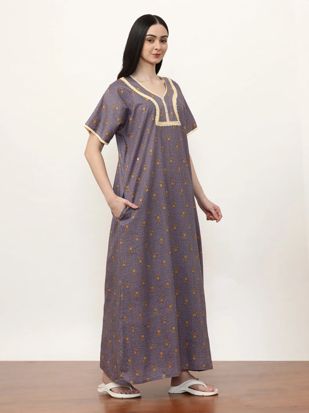 Printed Pure Cotton Maxi Nightdress