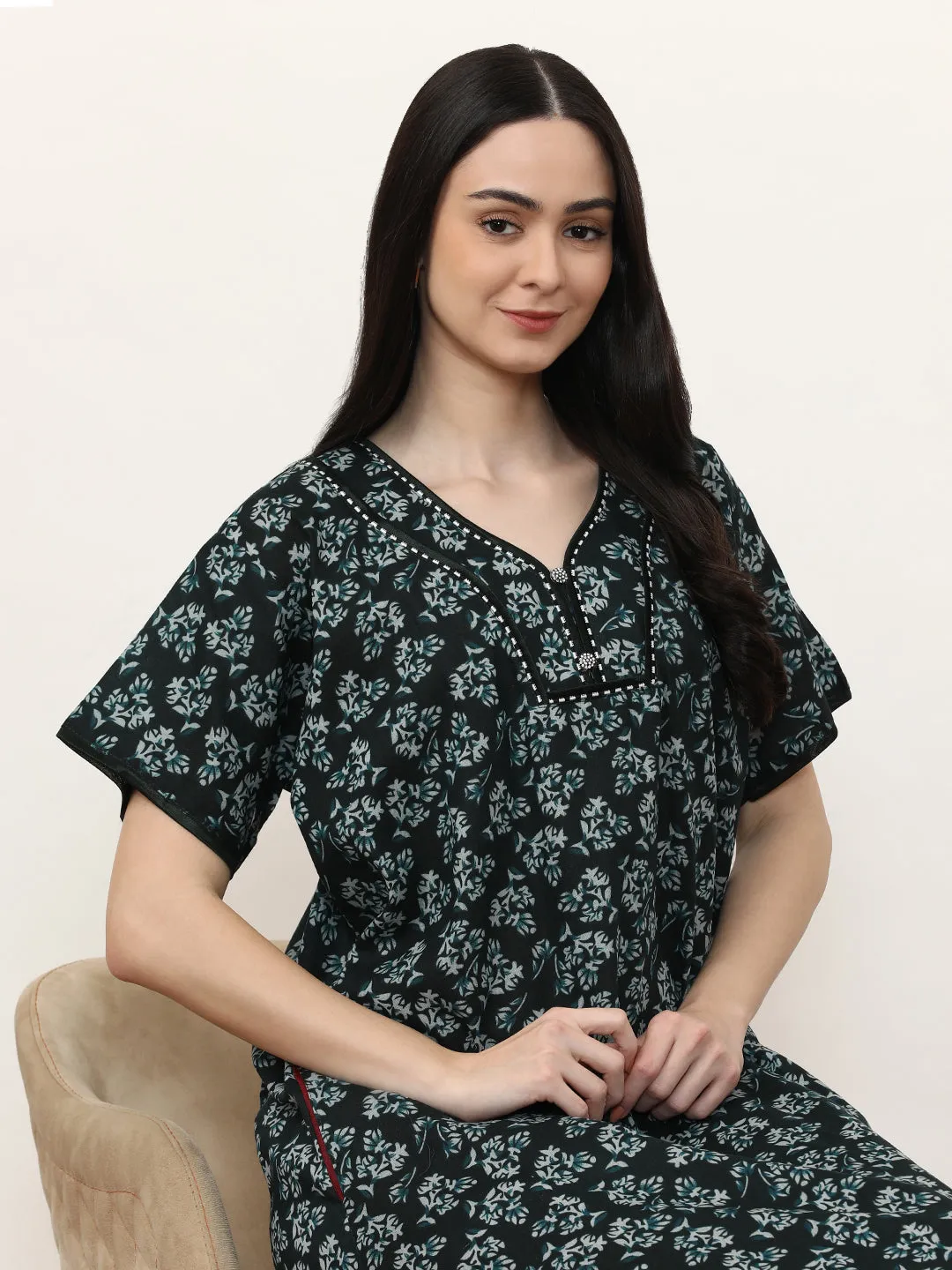 Printed Pure Cotton Maxi Nightdress