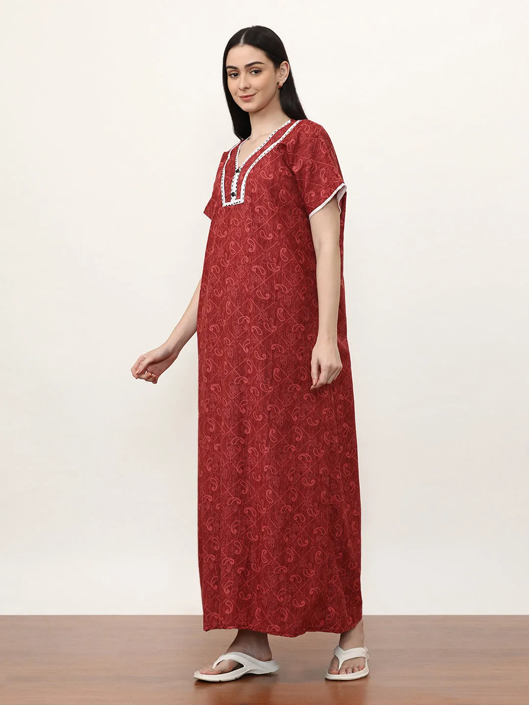 Printed Pure Cotton Maxi Nightdress