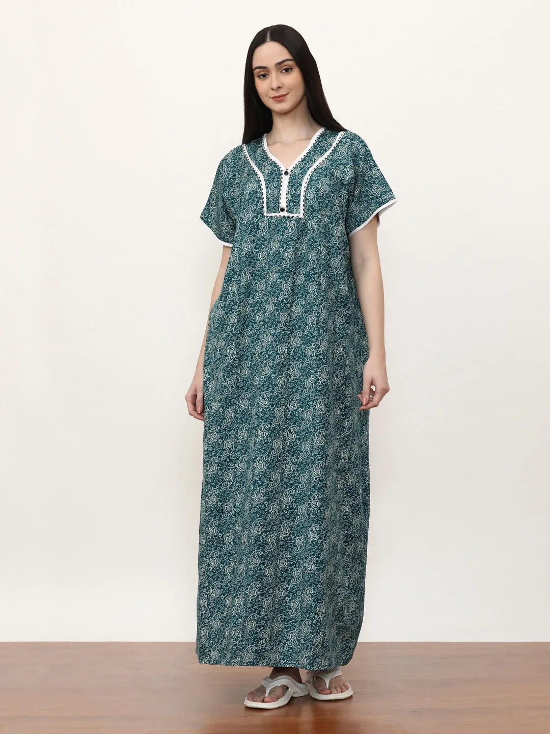 Printed Pure Cotton Maxi Nightdress