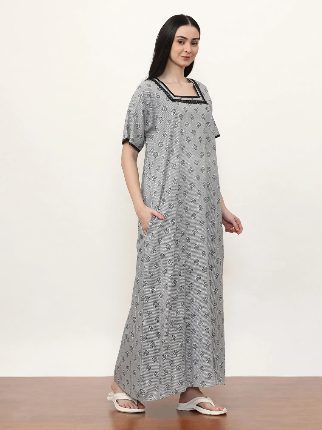 Printed Pure Cotton Maxi Nightdress