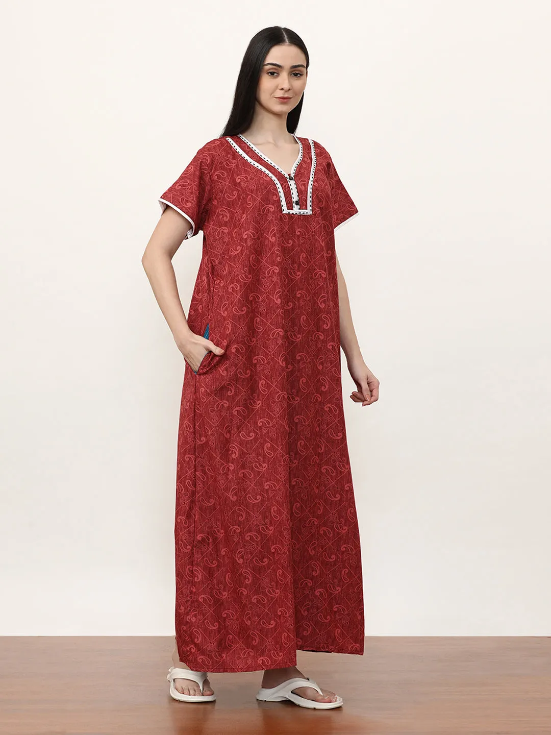Printed Pure Cotton Maxi Nightdress