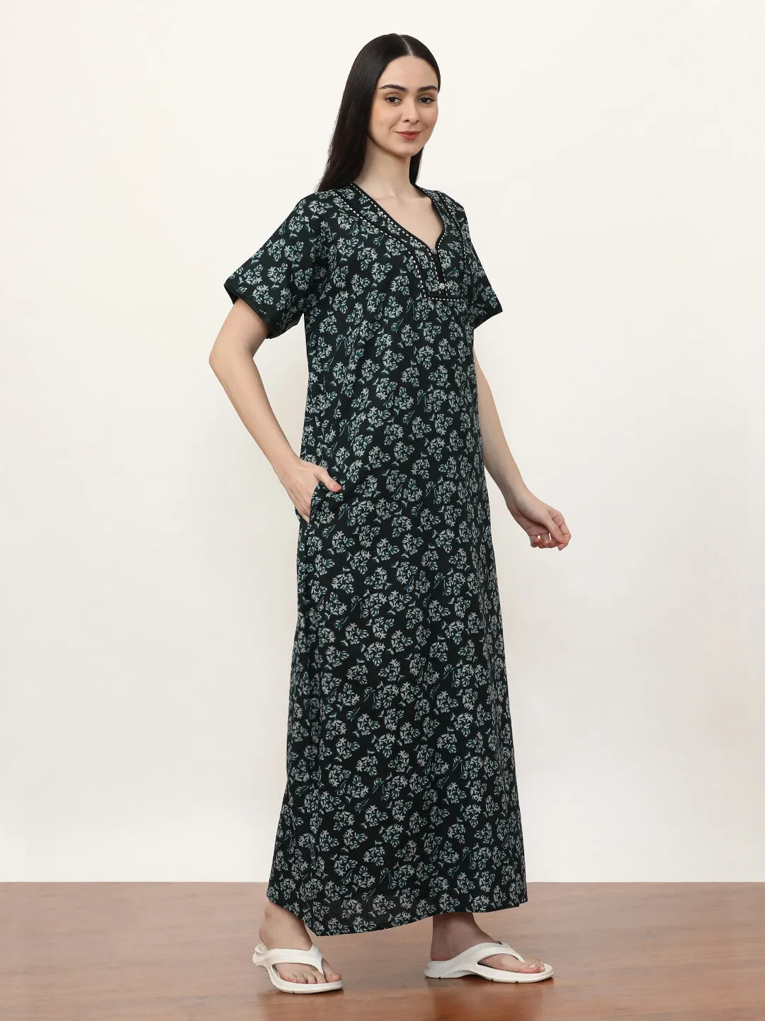 Printed Pure Cotton Maxi Nightdress