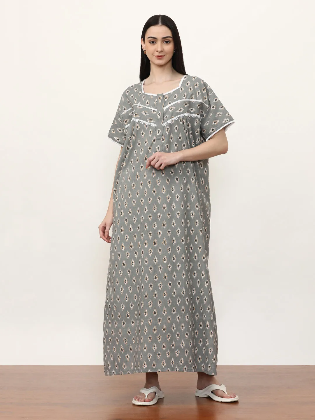 Printed Pure Cotton Maxi Nightdress