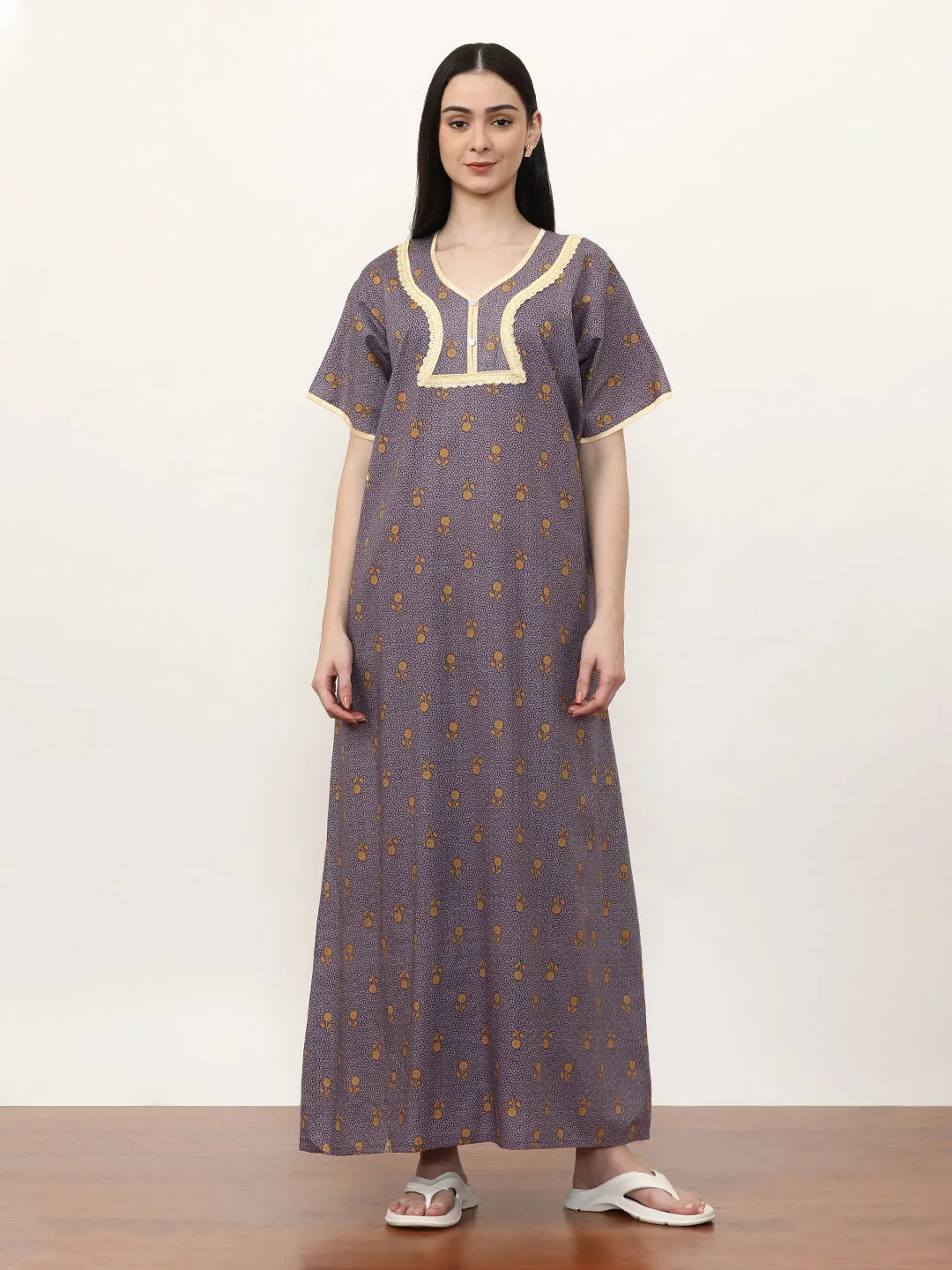 Printed Pure Cotton Maxi Nightdress