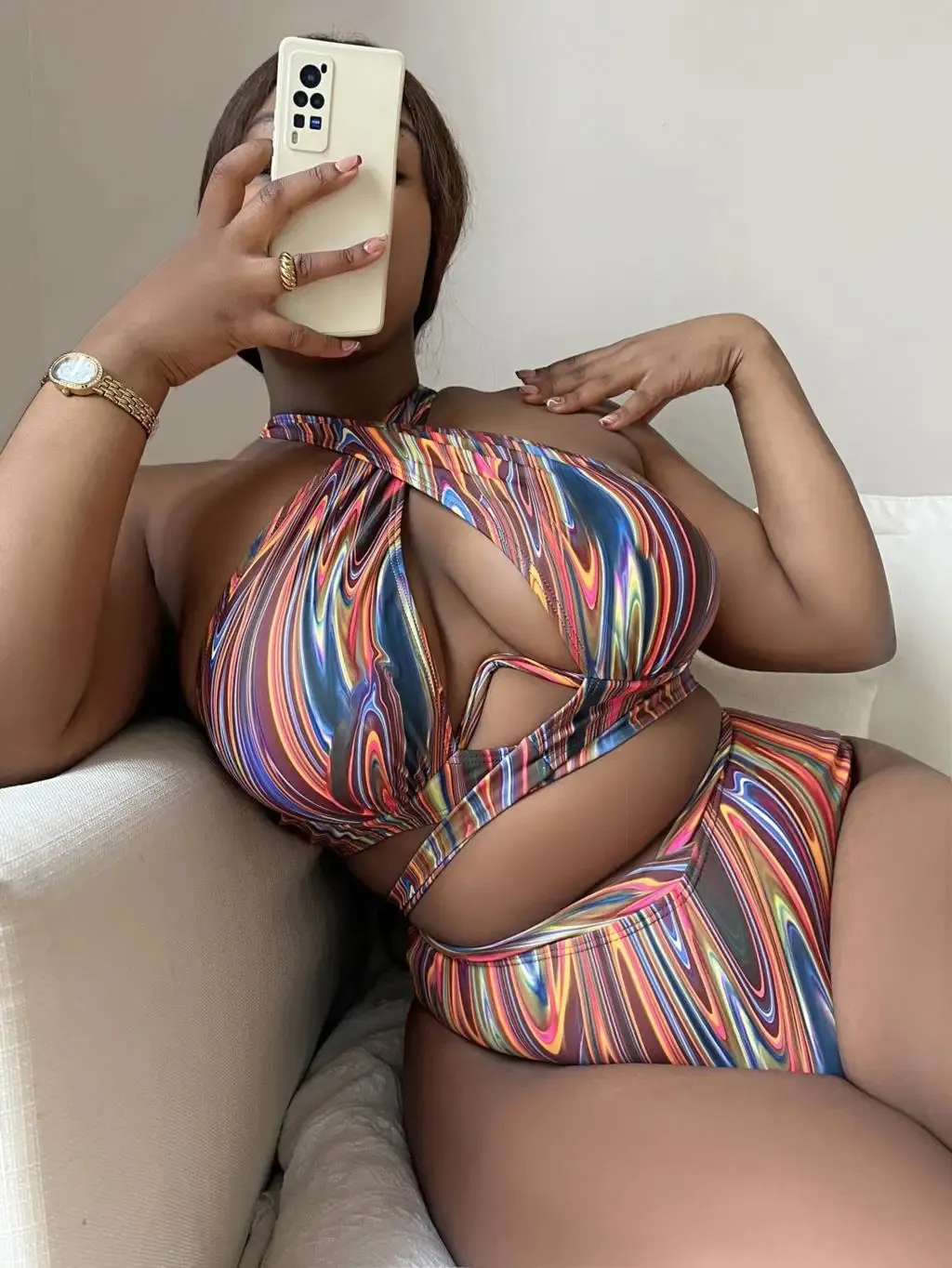 Printed Push-Up High Waist Bikini