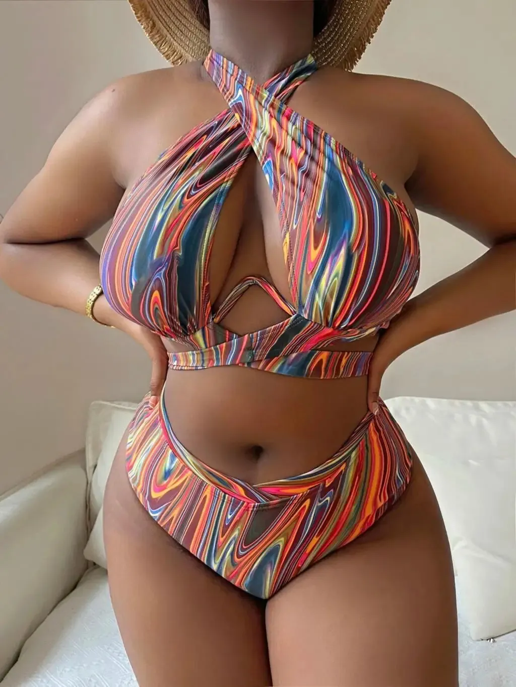 Printed Push-Up High Waist Bikini