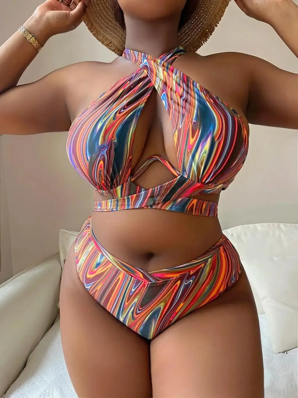 Printed Push-Up High Waist Bikini
