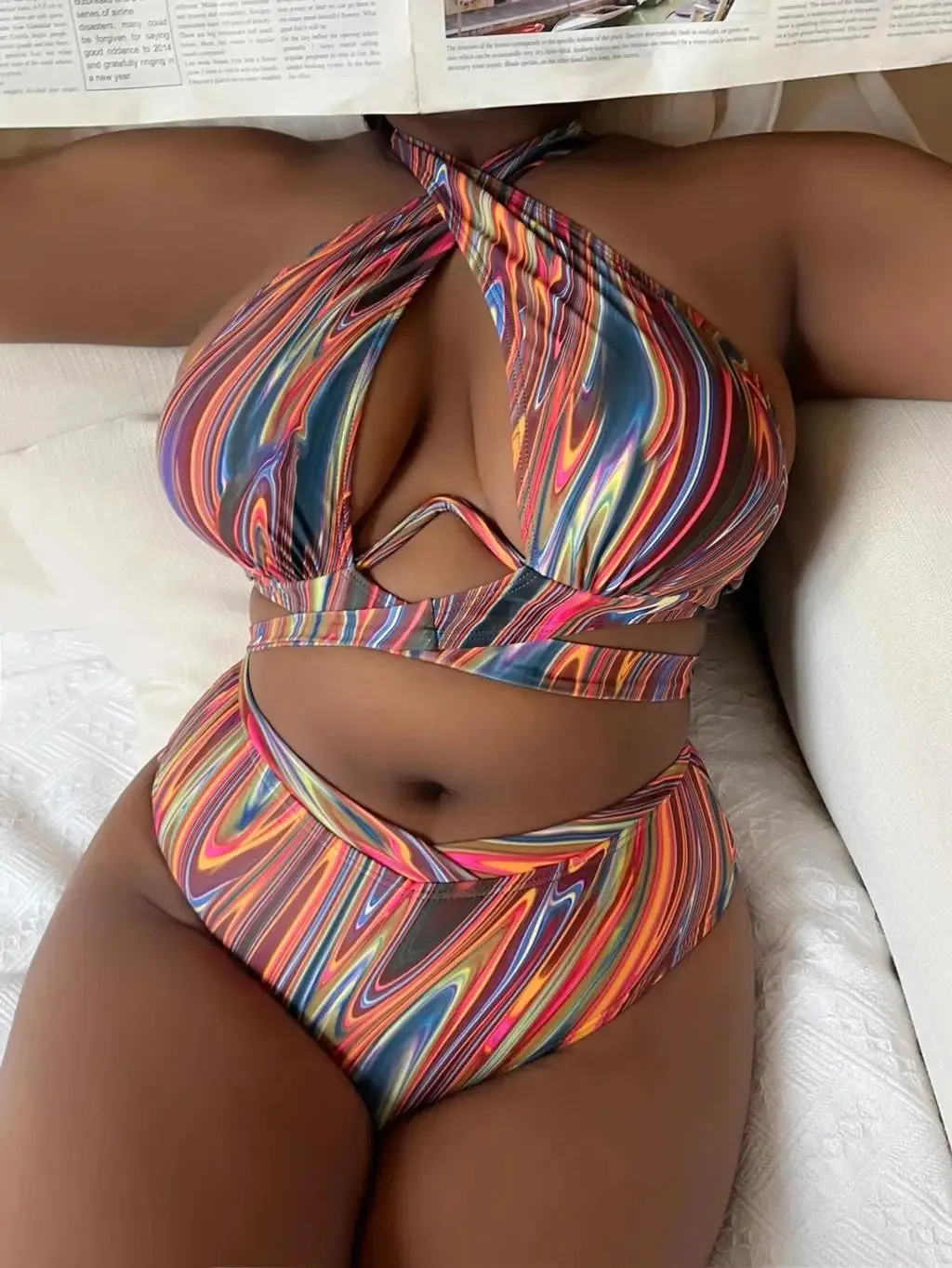 Printed Push-Up High Waist Bikini
