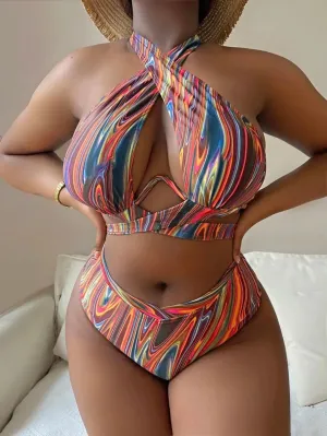 Printed Push-Up High Waist Bikini