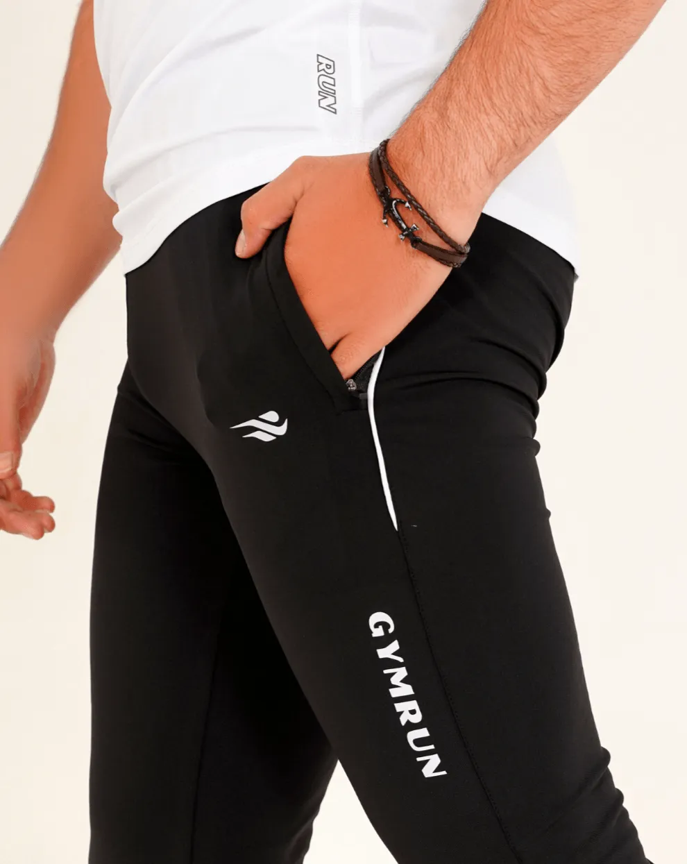 Pro-Fit Men's Performance Trousers-Black White