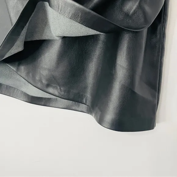 PU Leather Cinched Faux Wrap Mini Skirt