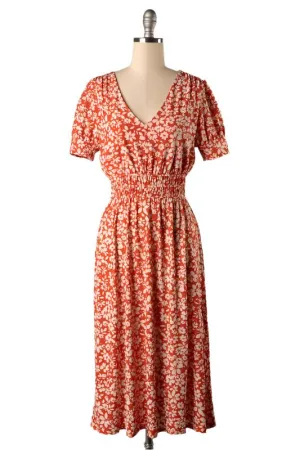 Puff Sleeve Elastic Waist Dress
