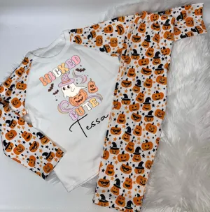 Pumpkin Print Personalised Pyjamas Halloween wicked Cute Design