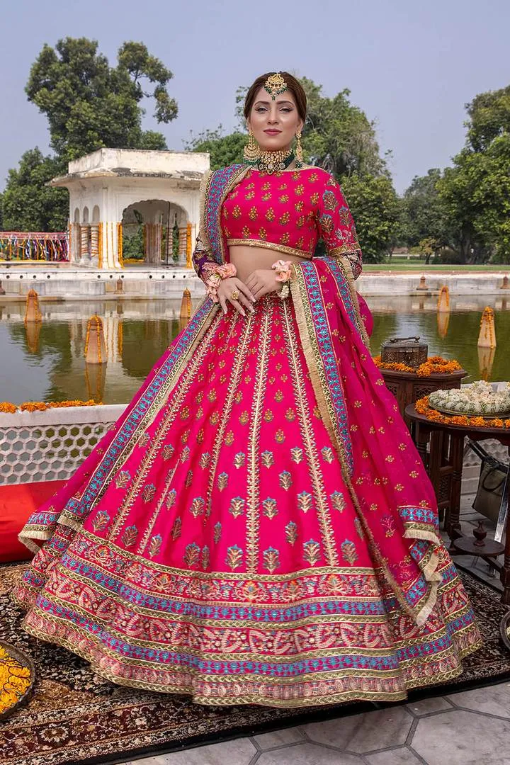 Punjabi Suit Pink Lehenga Choli for Mehndi Wear #BN1038
