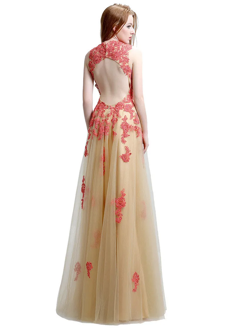 Queen Anne Neckline Prom Dress