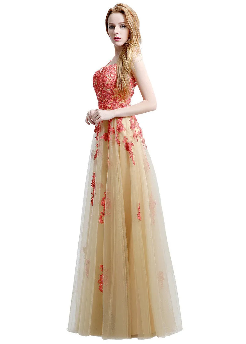 Queen Anne Neckline Prom Dress