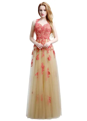 Queen Anne Neckline Prom Dress