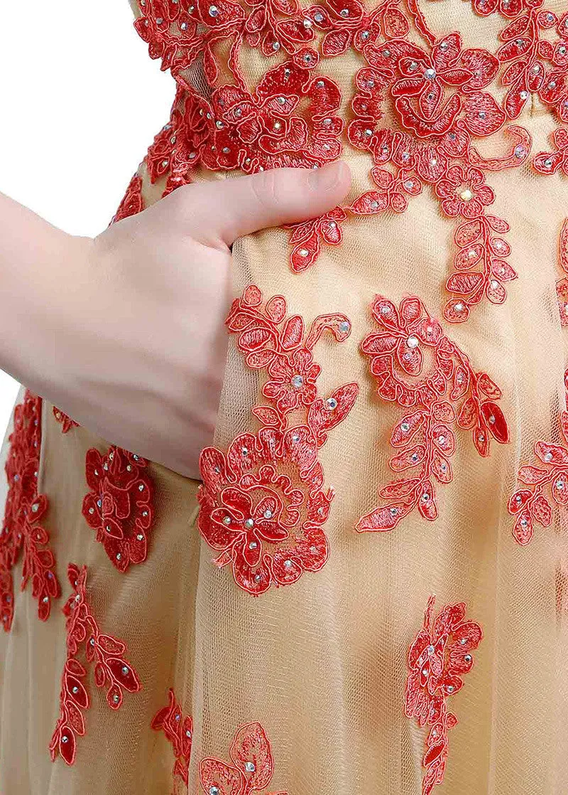 Queen Anne Neckline Prom Dress