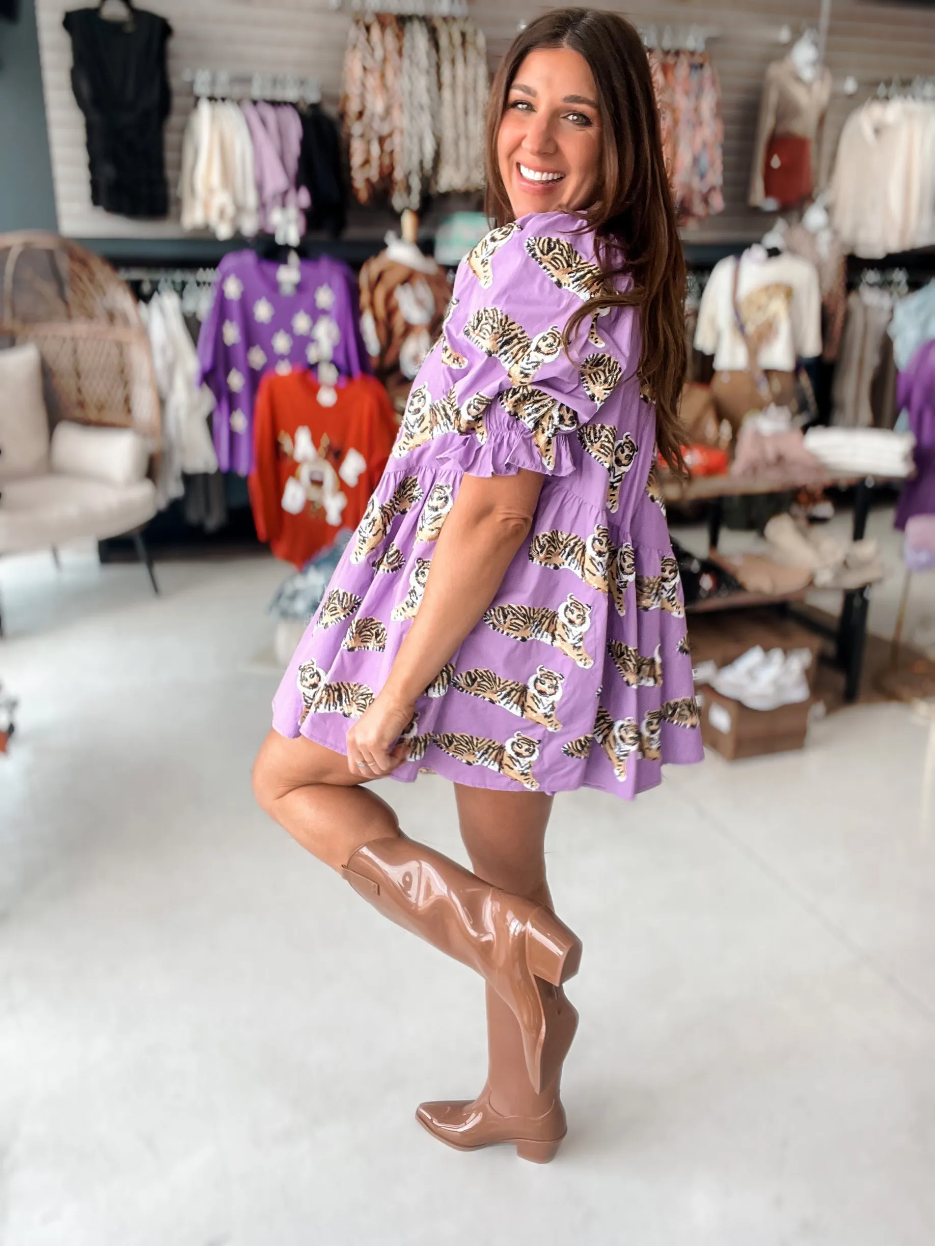 Queen Of Sparkles Asymmetrical Tiger Dress