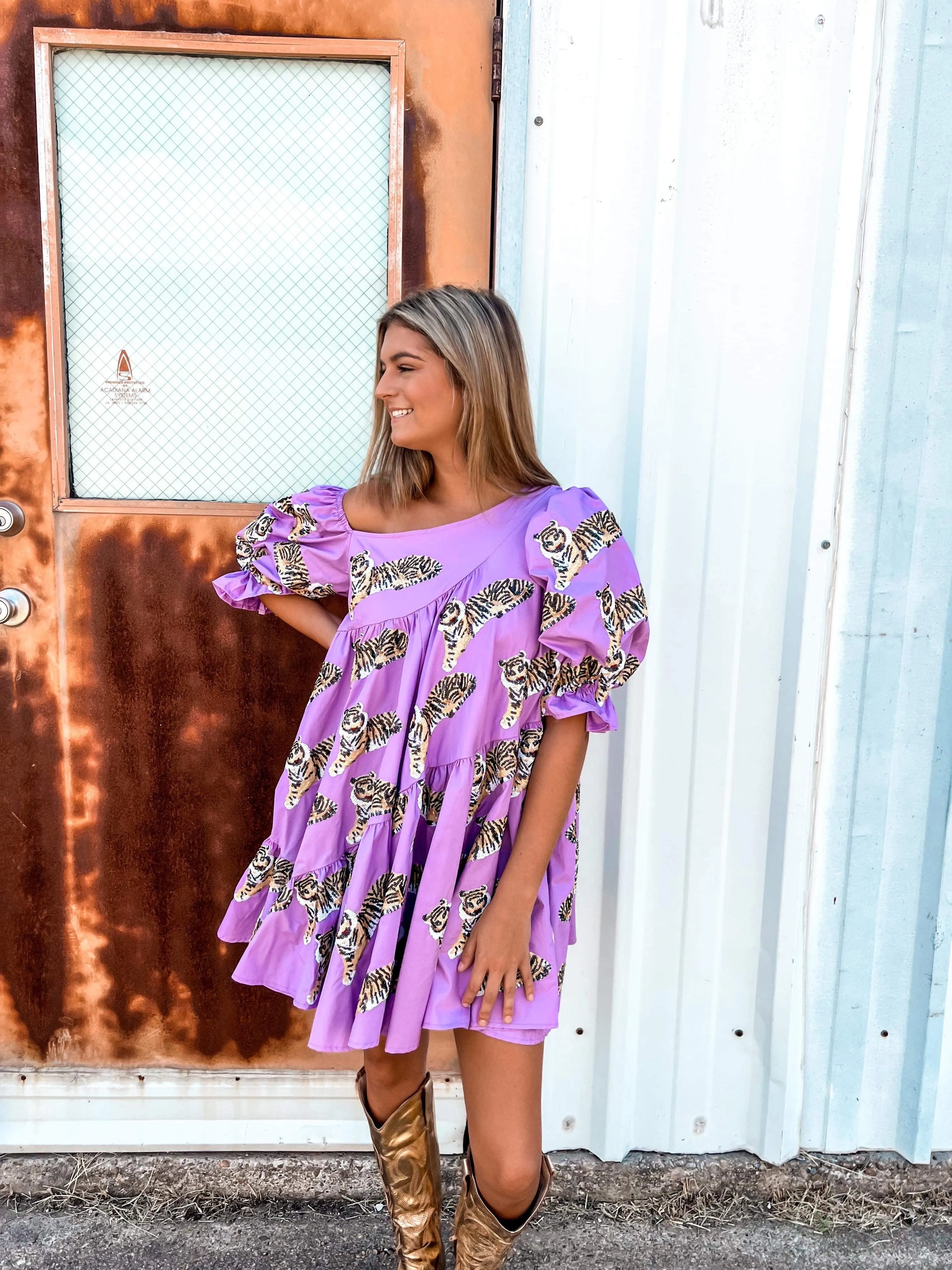 Queen Of Sparkles Asymmetrical Tiger Dress