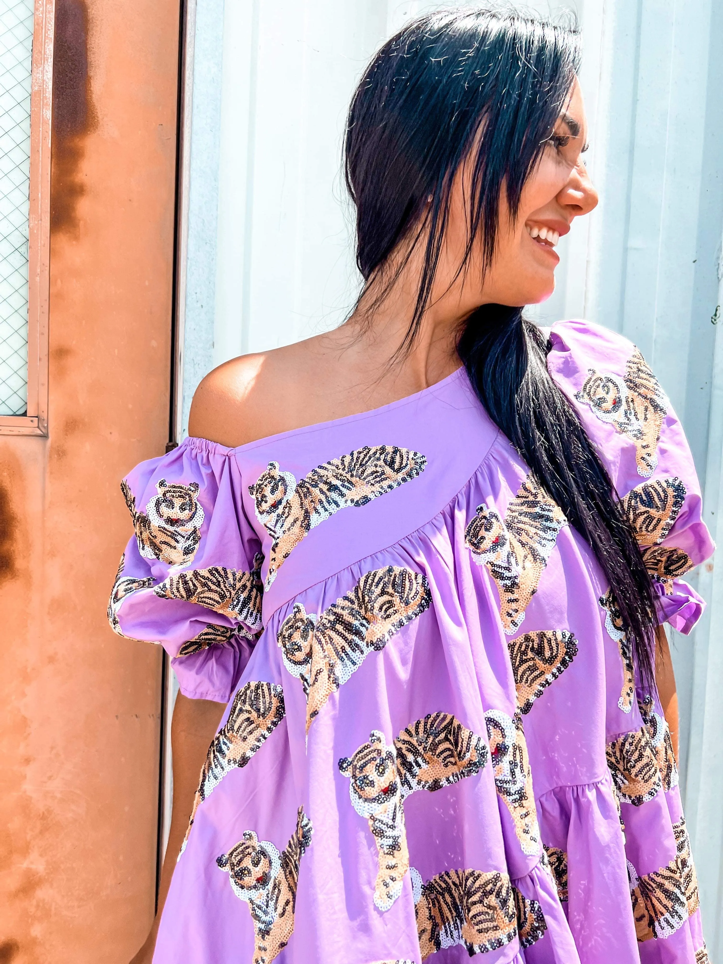 Queen Of Sparkles Asymmetrical Tiger Dress