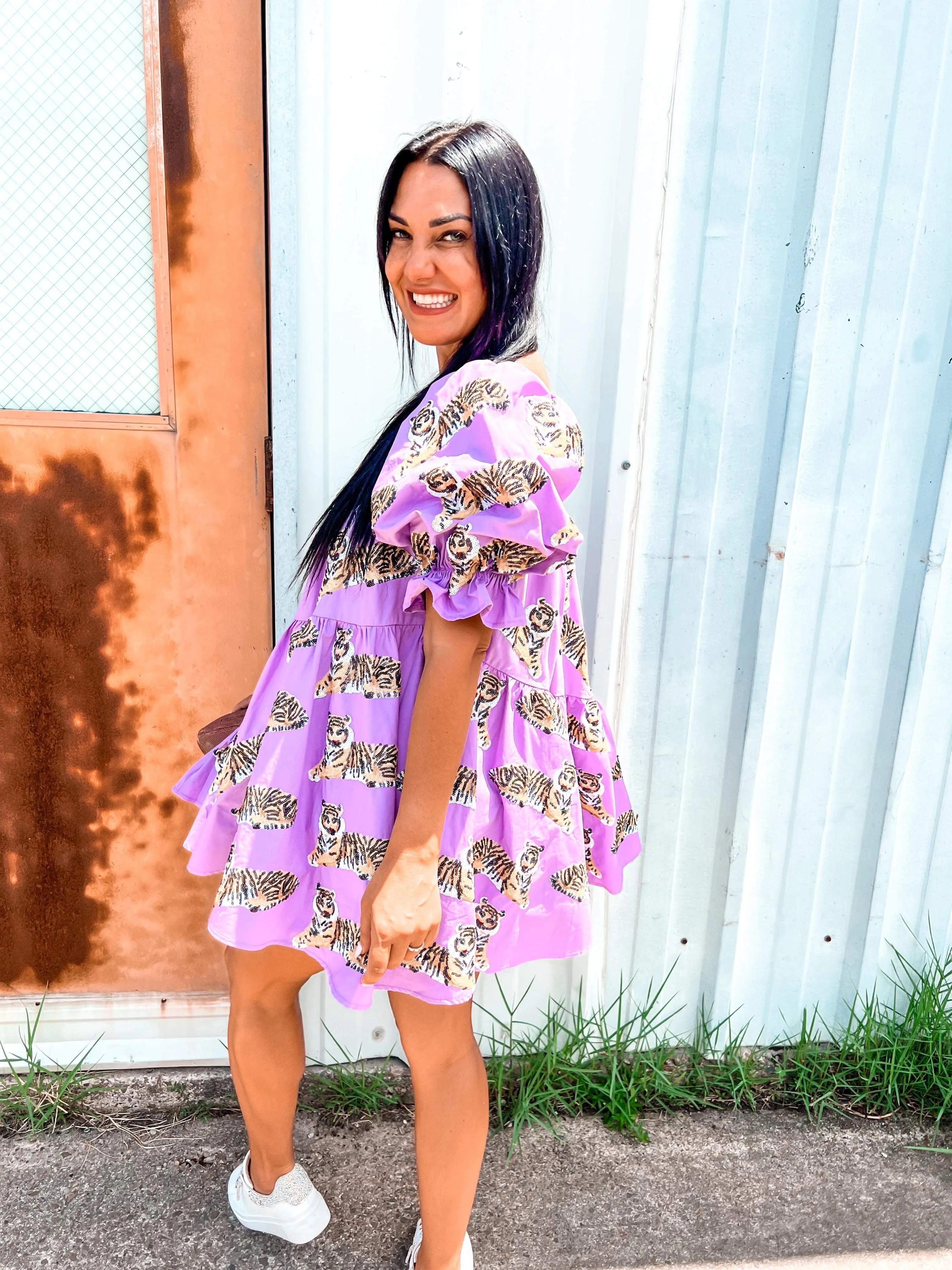 Queen Of Sparkles Asymmetrical Tiger Dress