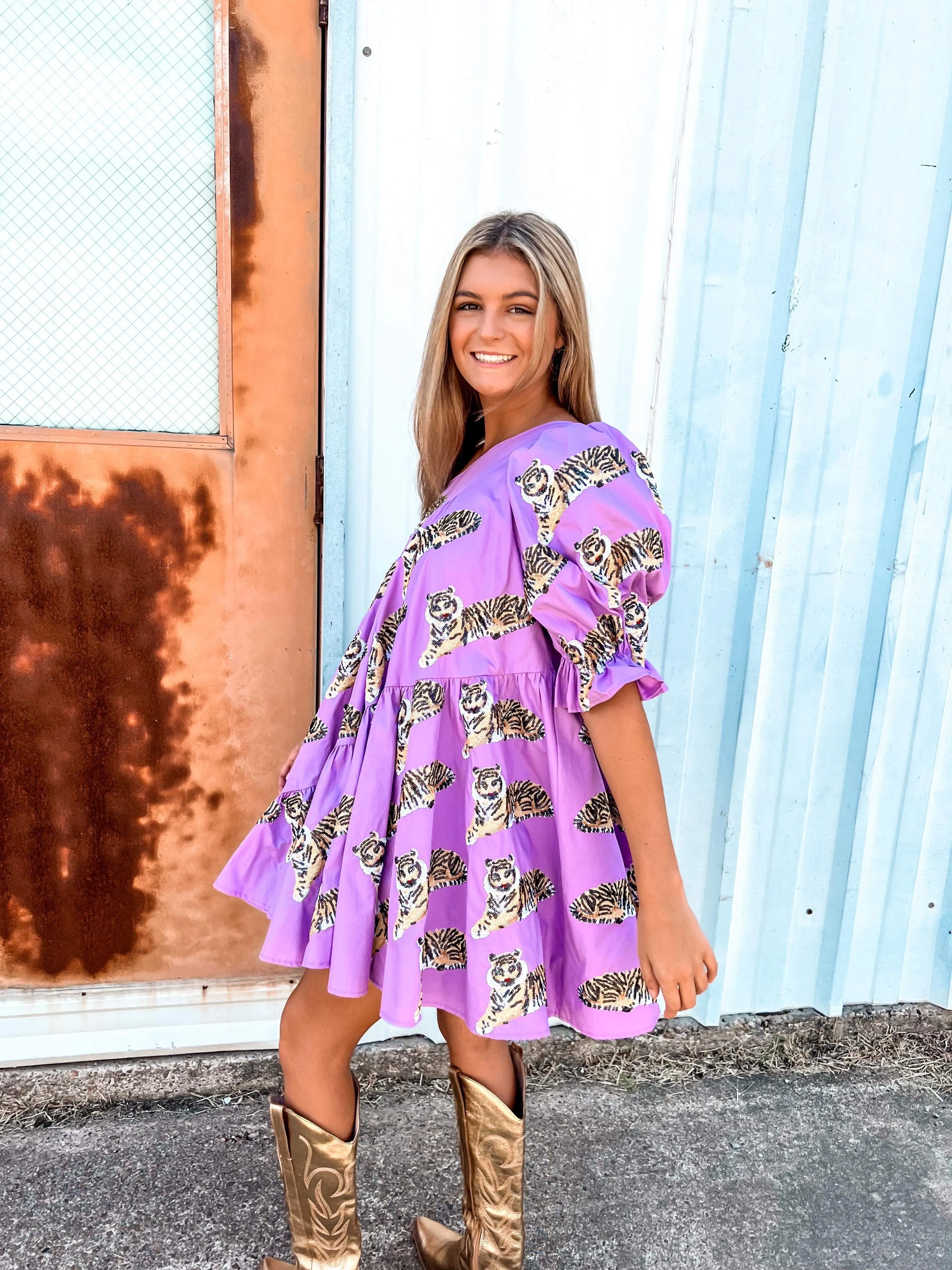 Queen Of Sparkles Asymmetrical Tiger Dress