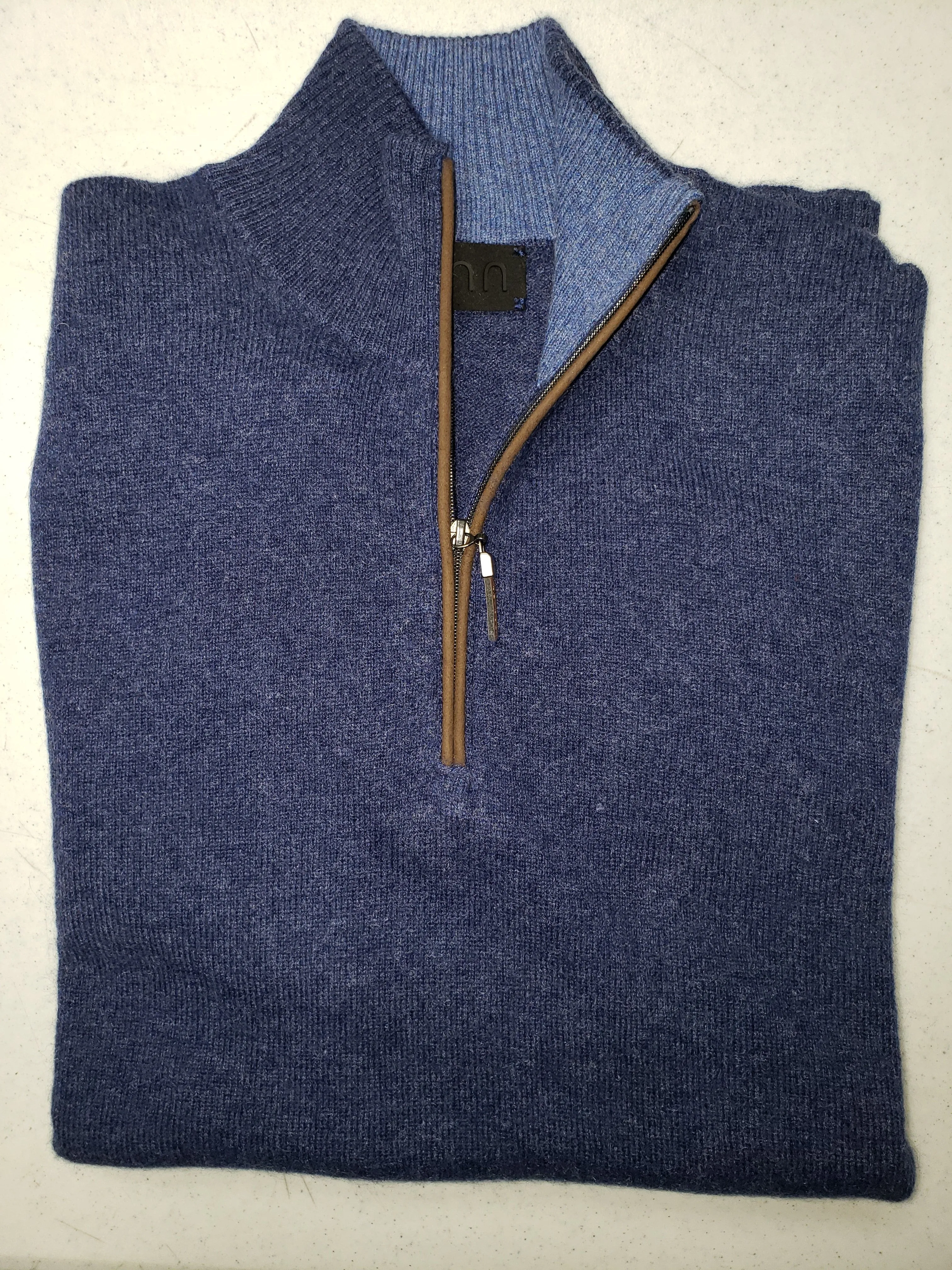Quinn -  Men's, Luxurious, 100% 2-ply Cashmere, 1/4 Zip Sweaters - Lt. Charcoal