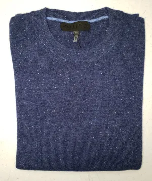 Quinn - Men's, Luxurious, 100% 2-ply Cashmere, "Crew-Neck"- Blue Donegal