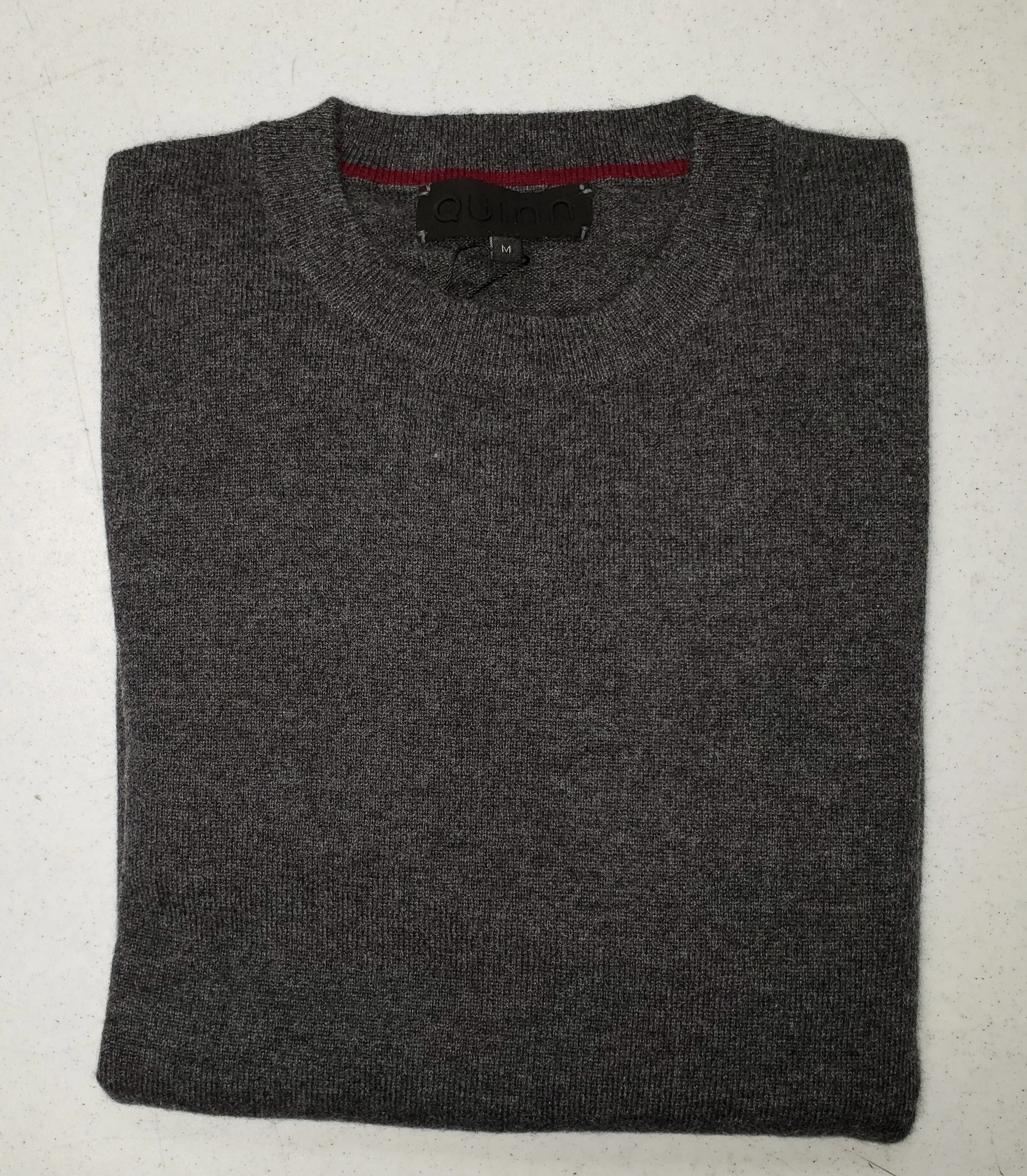 Quinn - Men's, Luxurious, 100% 2-ply Cashmere, "Crew-Neck"- Burgandy