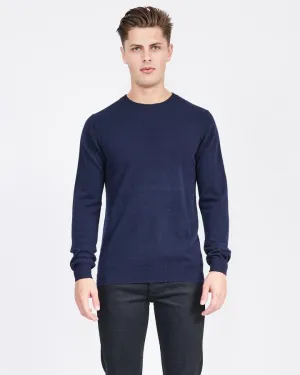 Quinn - Men's, Luxurious, 100% 2-ply Cashmere, "Crew-Neck"- Navy