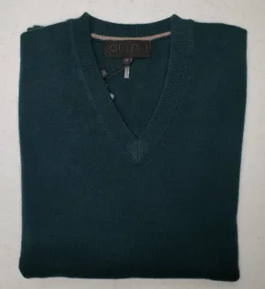 Quinn - Men's Luxurious 100% 2-ply Cashmere "V-Neck"- Dk Green